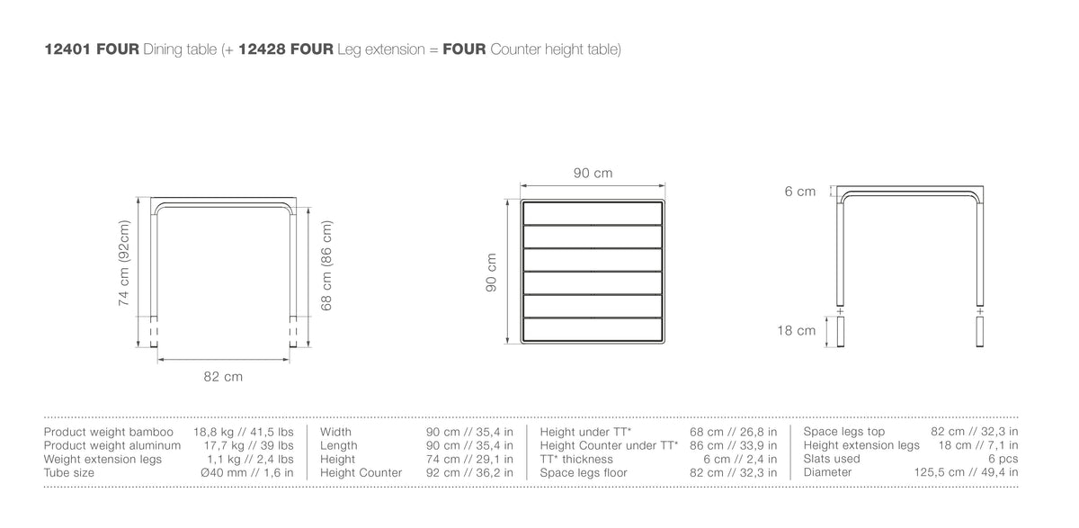 Four Counter Height Table