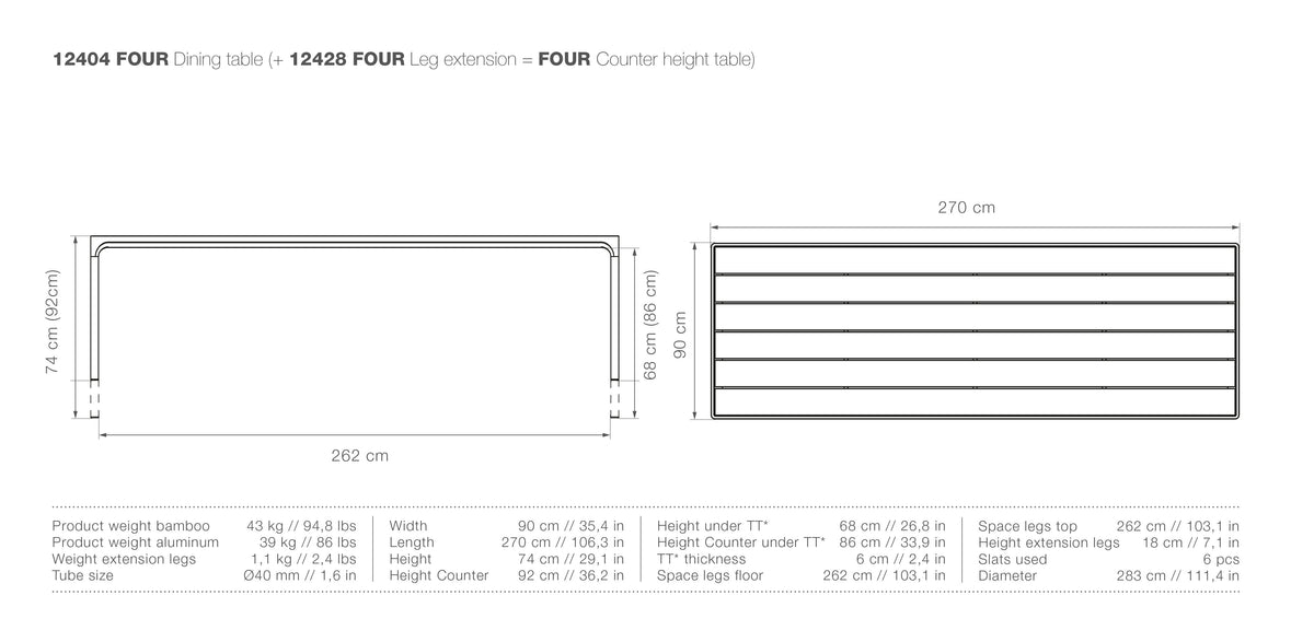 Four Counter Height Table
