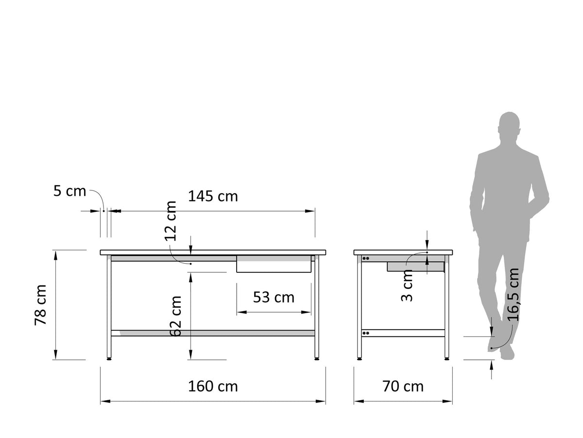 Γραφείο Atlas 160cm με συρτάρι