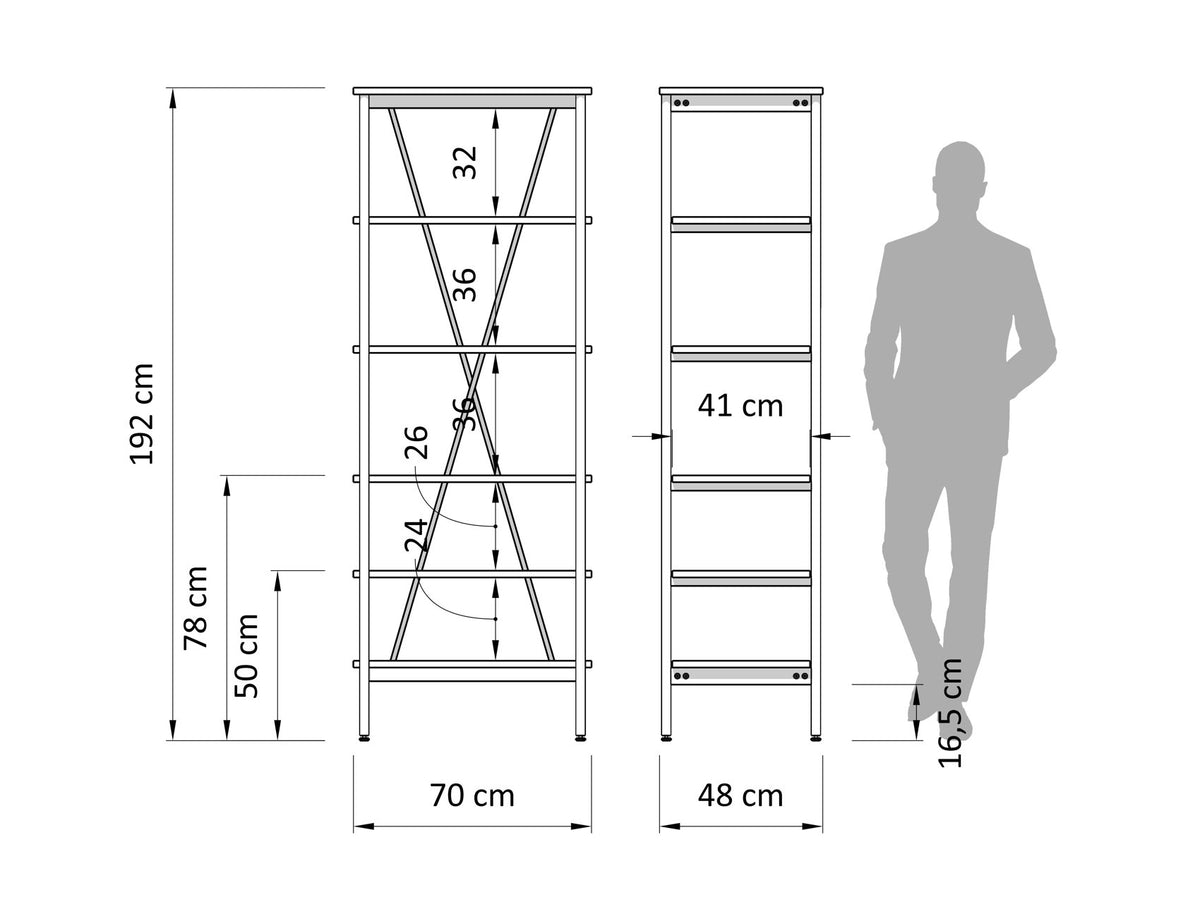 Atlas Bookcase 70cm