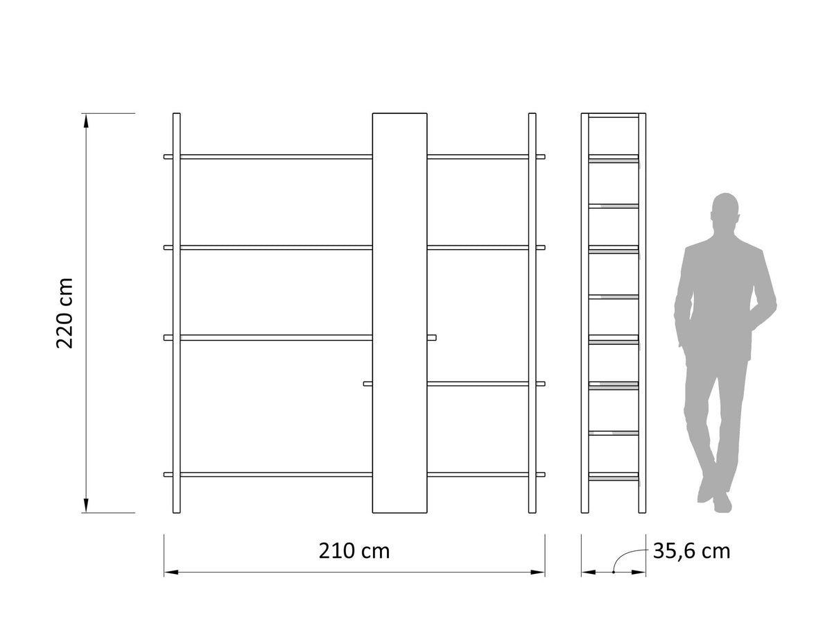 Phoenix Bookcase 210cm