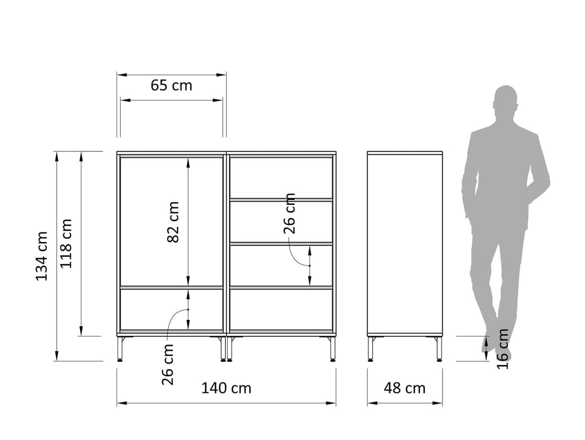 Atlas Cabinet 1D+5Dr 140cm