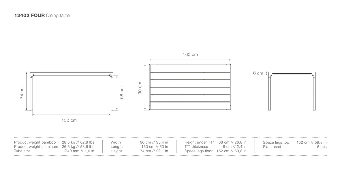 Four Dining Table Bamboo