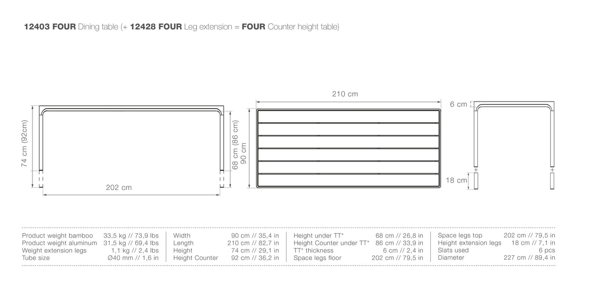Four Counter Height Table