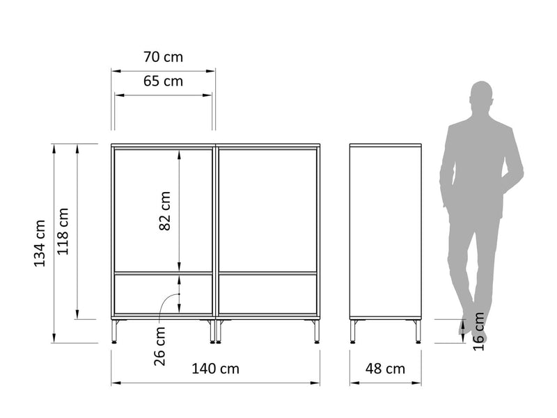 Atlas Cabinet 2D+2Dr 140cm