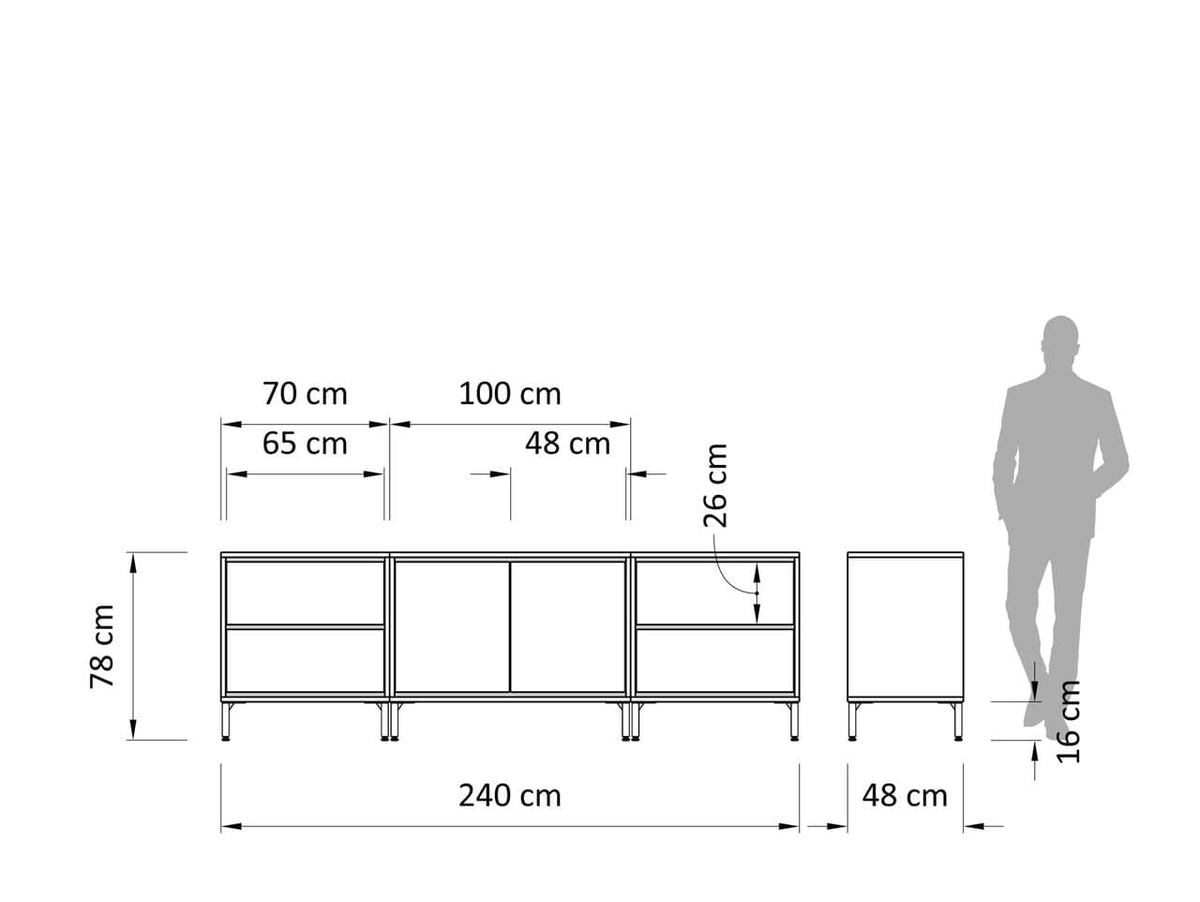 Atlas Sideboard 2D+4Dr 240cm