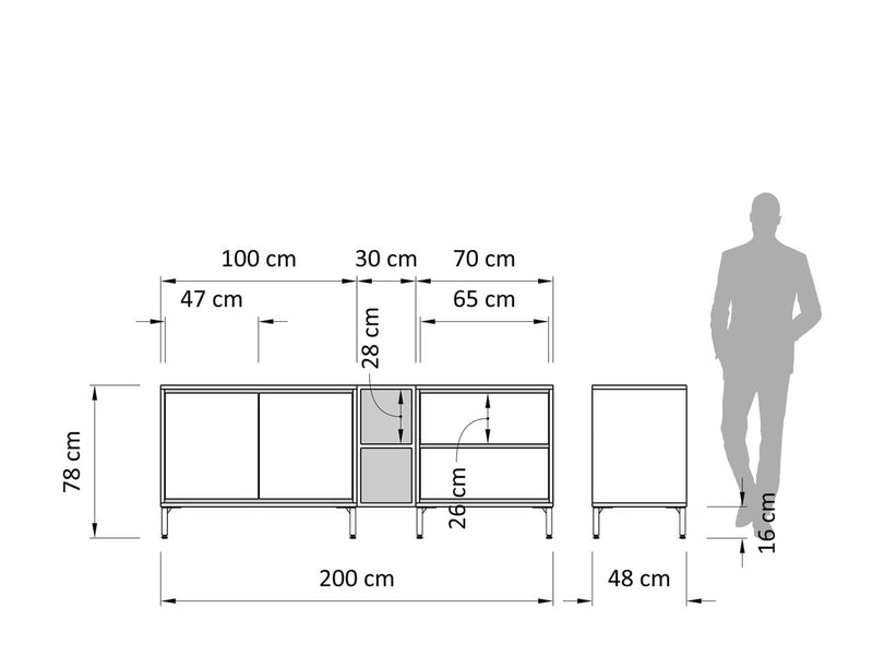 Atlas Sideboard 2D+2Dr 200cm
